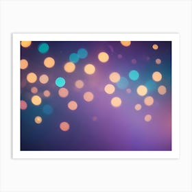 A Blurred Background Of Colorful, Round Bokeh Lights Against A Purple Gradient Art Print