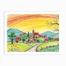 Village In The Countryside 1 Art Print