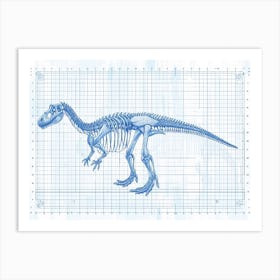 Diplodocus Skeleton Hand Drawn Blueprint 1 Art Print