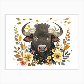Little Floral Buffalo 2 Art Print