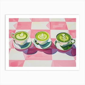 Matcha Latte Pink Checkerboard 3 Art Print