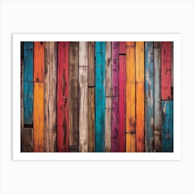 Colorful wood plank texture background 5 Art Print