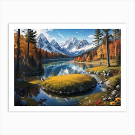 Mountain river landscape painting #7 Art Print