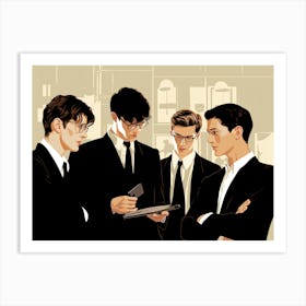 1990s Businessmen Cannot Agree On A Plan Art Print