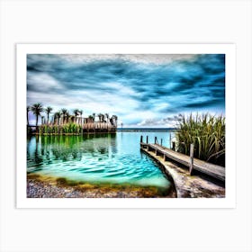 Lake With Palm Trees Art Print