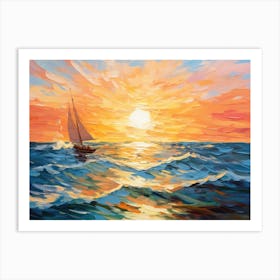 Sailboat At Sunset 6 Art Print