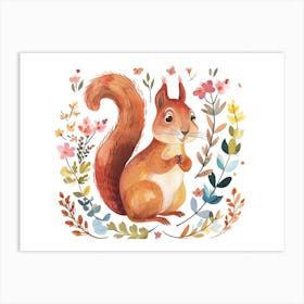 Little Floral Squirrel 4 Art Print
