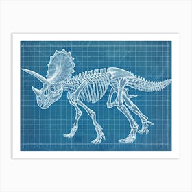 Triceratops Skeleton Hand Drawn Blueprint 2 Art Print