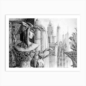 Time, Graphite Drawing on Paper Art Print