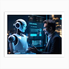 Ai Chatbot Interface Displaying A Conversation Between A Tech Developer And Client Featuring Promin (4) Art Print