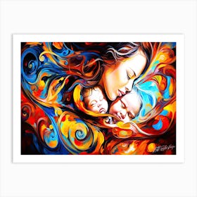 Maternal Love X 2 - Mother And Children Art Print