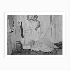 Woman, Strawberry Picker, Arranging Her Living Quarters Near Hammond, Louisiana By Russell Lee Art Print