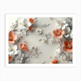 3d Abstract Flowers Art Print