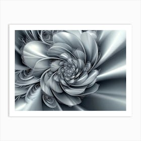 3d Designation Abstract Fractal Fantastic Flower Silk Gray Backgroud Art Print