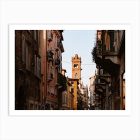 Church Steeple In A Copper Street Verona, Italy Colour Travel Street Photography Art Print