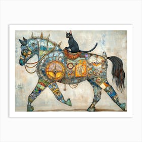 Siamese Cat Riding a Chrome Horse # 2 Art Print