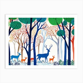 Default Traditional Gond Art From India Of Deer And Trees Agai 1 (2) Art Print