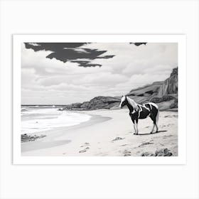 A Horse Oil Painting In Anakena Beach, Easter Island, Landscape 2 Art Print