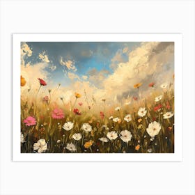 Wildflowers Field Landscape 3 Art Print