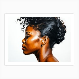 Side Profile Of Beautiful Woman Oil Painting 115 Art Print