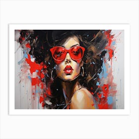 Lady In Red Sunglasses 1 Art Print