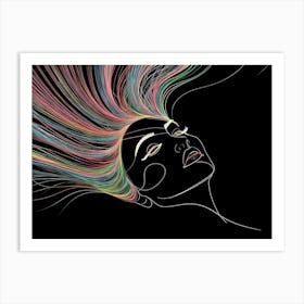 Portrait Of A Woman With Colorful Hair 1 Art Print