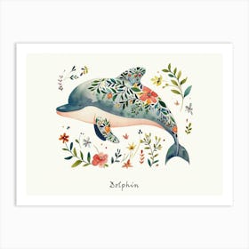 Little Floral Dolphin 2 Poster Art Print