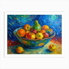 Van Gogh A Colorful Fruit Bowl On A Textured Surf Affiche