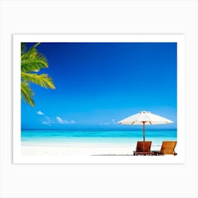 Relax Lounge Dream Ocean Beach Chair Idylli Holiday Rest Swim Shore Paradise Shoreline B (31) Art Print