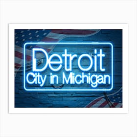 Detroit City In Michigan Art Print