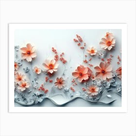 Captivating 3d Featuring A Lush Array Of Flowers Set On A Clean White Art Print