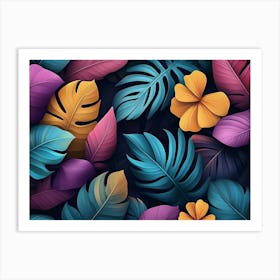 Art Pattern With Colorful Tropical Leaves 1 Art Print