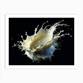 Milk Splash On Black Background Art Print