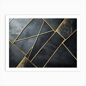 Contemporary Art With Geometric Patterns, Featuring Golden Lines Art Print