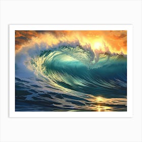 Ocean Wave At Sunset Art Print