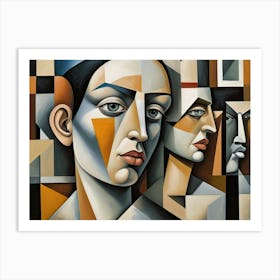 Cubist Portrait Human Faces Art Print