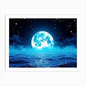 Abstract Dream Astronomy Landscape Celestial Ocean Cloud Halloween Light Moon Full Moon W (18) Art Print