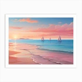 Sunset On The Beach Paintings Art Print 9 Art Print