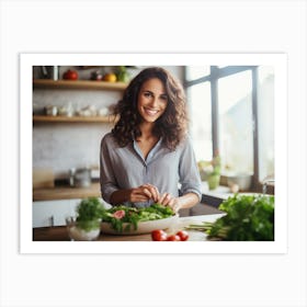 Healthy Woman In Kitchen 5 Art Print