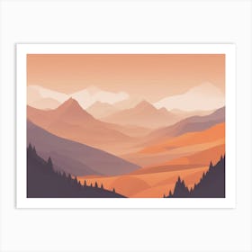 Misty mountains horizontal background in orange tone 21 Art Print