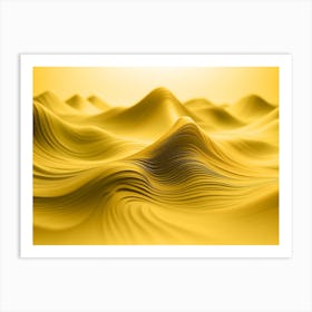 Abstract Yellow Wavy Wave Art Print