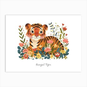 Little Floral Bengal Tiger 2 Poster Art Print