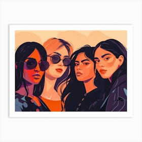 Four Girls With Sunglasses Art Print