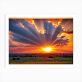 Sunset Over A Field 3 Art Print