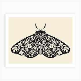 Folk Art Moth 04 - Ink Art Print