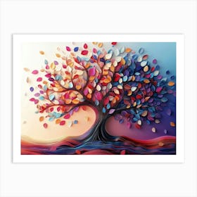 Colorful Tree With Multicolor Leaves 2 Art Print