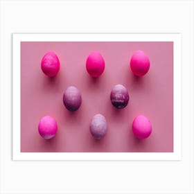 Easter Eggs On Pink Background 3 Art Print