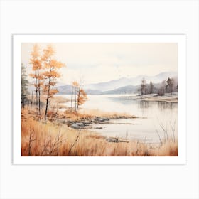 A Painting Of A Lake In Autumn 15 Art Print