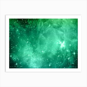 Pastel Greens Galaxy Space Background Art Print