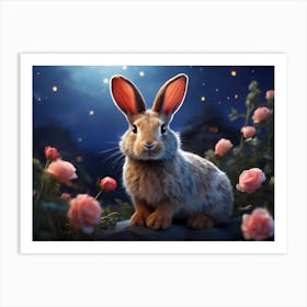 Rabbit In The Moonlight 1 Art Print